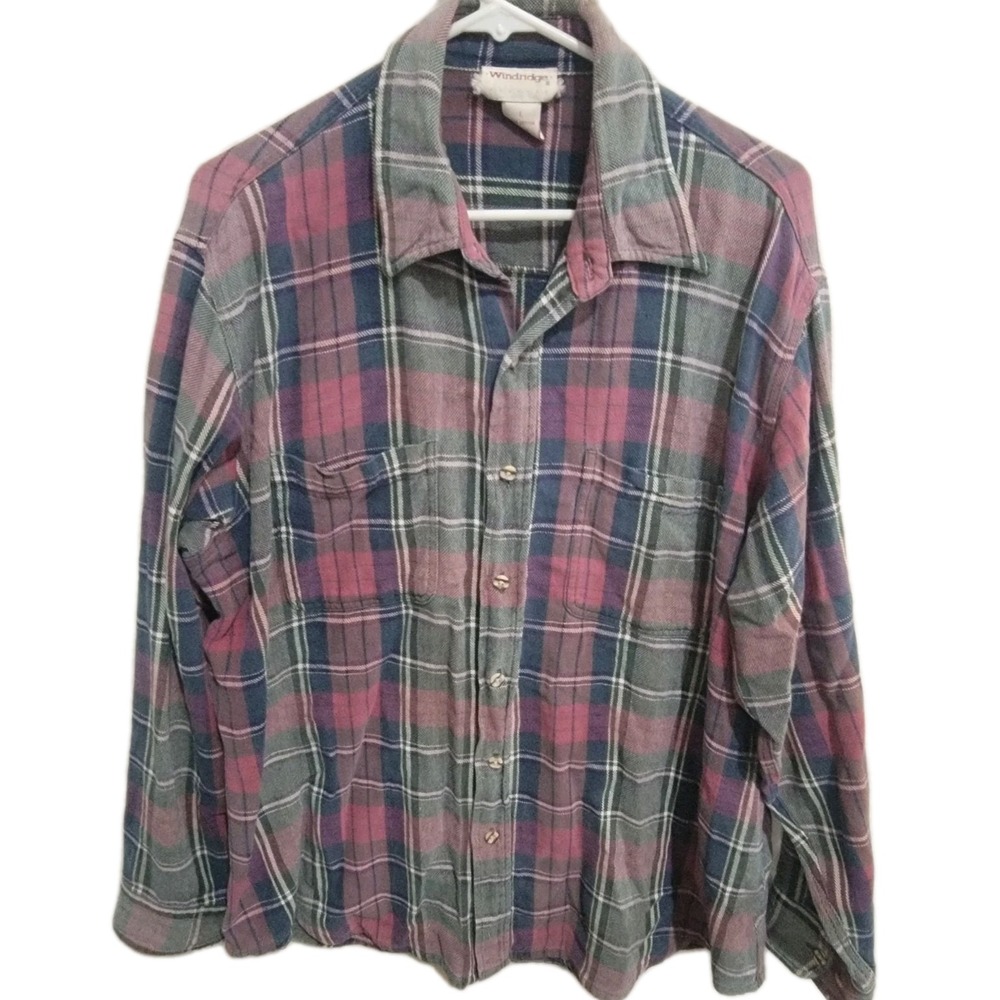 Vintage‎ Windridge Heavyweight Cotton Flannel Shirt 90s Plaid Button Up Large